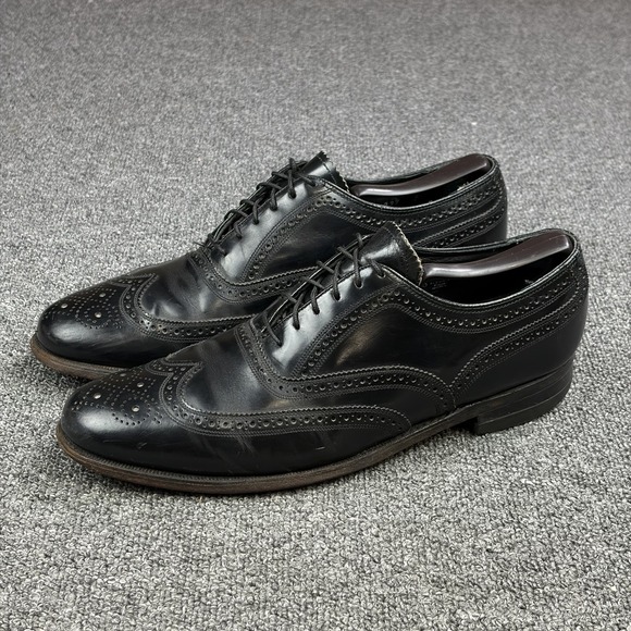 Florsheim Other - Vintage Florsheim Black Leather Full Brogue Wingtip Oxford Shoe Mens 9.5 C 20330